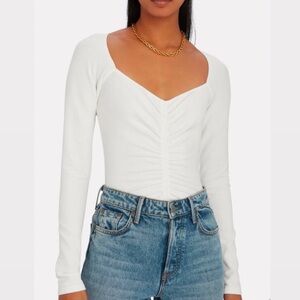 A.L.C. Women's Halley Ruched Long-Sleeve Tee White Size Small